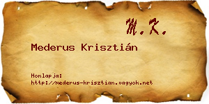 Mederus Krisztián névjegykártya